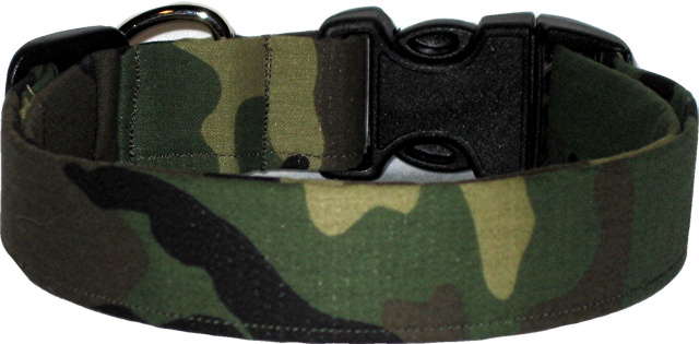 Traditional Green Camo Handmade Dog Collar